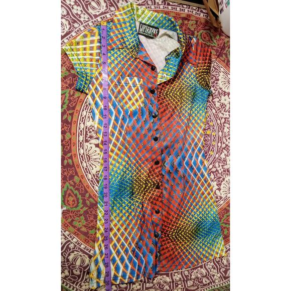 Vintage 90s Lip Service Psychedelic Mini Dress Rose Tag Y2K Rave USA Made SZ S - Picture 9 of 10